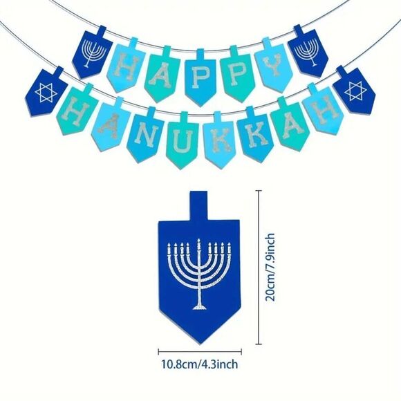 Brand New Happy Hanukkah Dreidel Banner - Picture 2 of 2